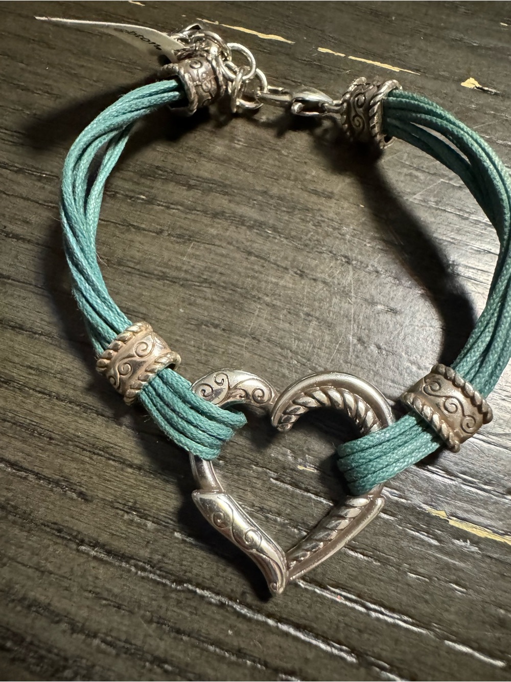 Brighton Teal Cord Heart Toggle Bracelet - Women Jewelry